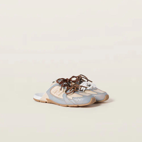 530 SL Mules – Bleached Leather & Gum Sole Sky Blue Travertine Gray Edition Women
