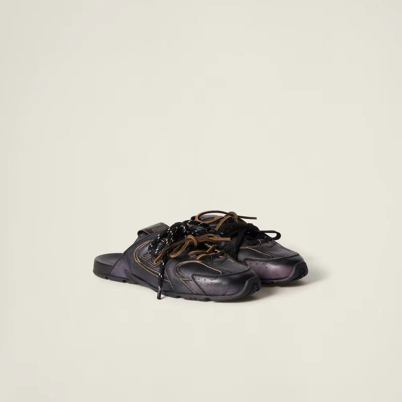 530 SL Mules – Bleached Leather & Gum Sole Black Edition Women