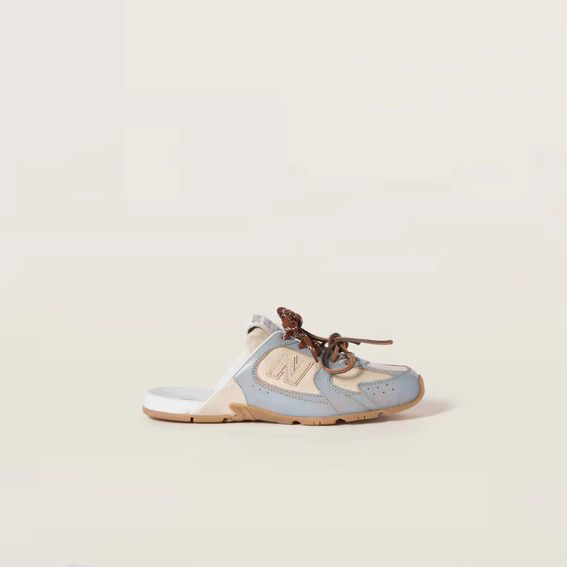 530 SL Mules – Bleached Leather & Gum Sole Sky Blue Travertine Gray Edition Women
