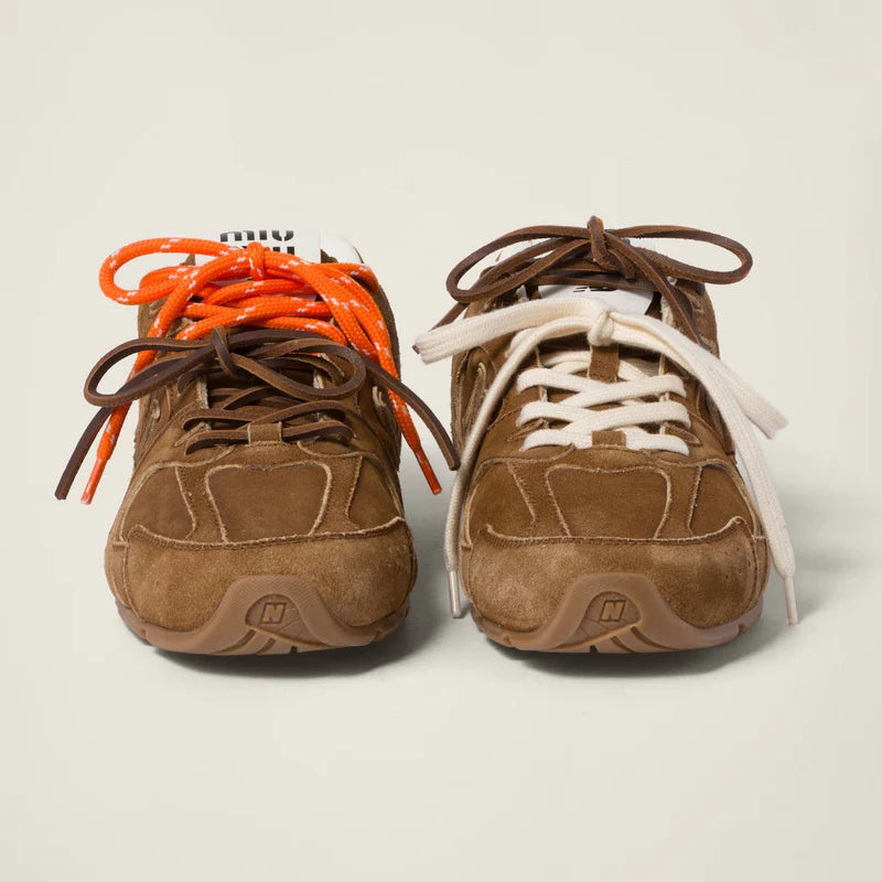 NB (WMNS) x Miu Miu 530 SL Suede and Mesh Sneakers Orange Laces Women